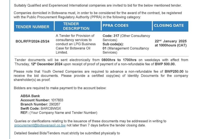 Botswana Oil-Provision of Consultancy services